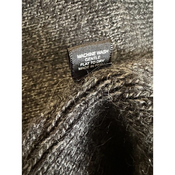 Alpaca Connection Grey Wool Blend Peruvian Shawl Collar Cozy Blanket Cardigan OS - Picture 9 of 12